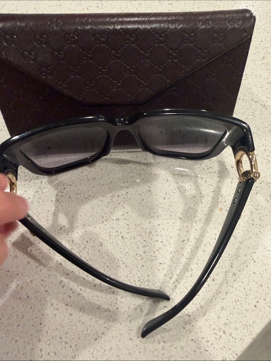 Gucci Black Oversized Square Sunglasses with Gradient Gray Lenses main image 5